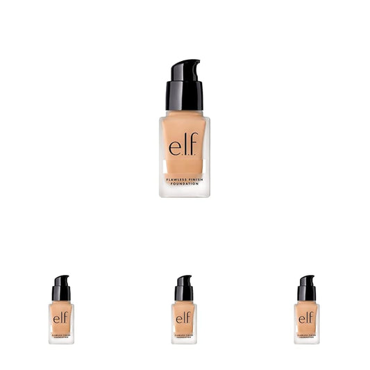 e.l.f. Flawless Finish Foundation | Lightweight, Medium Coverage & Semi-Matte | Nude | 0.68 Fl Oz (20mL) (Packaging may vary) (Pack of 4)