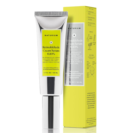 Naturium Retinaldehyde Cream Serum 0.10%, Advanced Anti-Aging & Brightening Facial Treatment, Potent Face & Skin Care, 1.7 oz