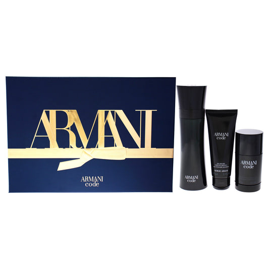 Armani Code by Giorgio Armani for Men - 3 Pc Gift Set 4.2oz EDT Spray, 2.5oz All over Body Shampoo, 2.6oz Deodorant Stick