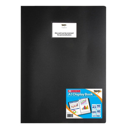 A3 FlexiCover 40 pocket Display Book (Black)