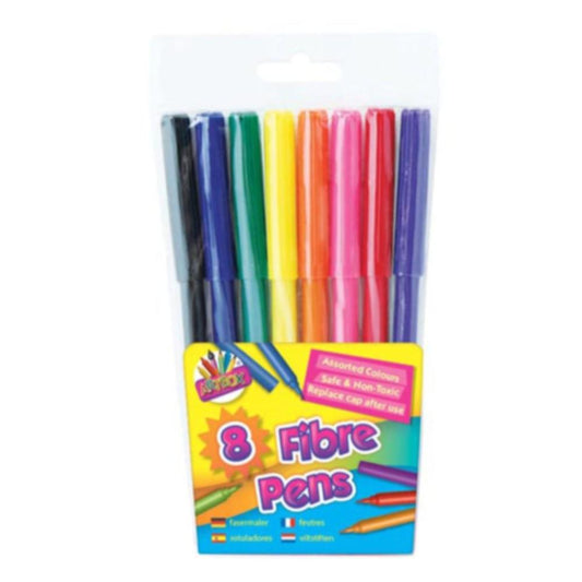 8 FIBRE COLOURING FELT TIP PENS