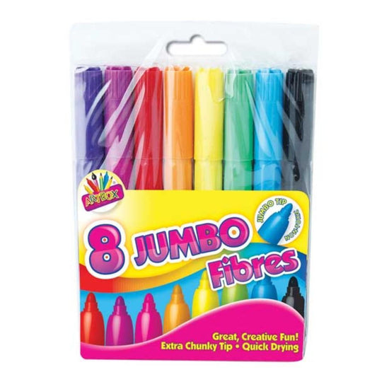 8 Jumbo Fibre Colouring Pens