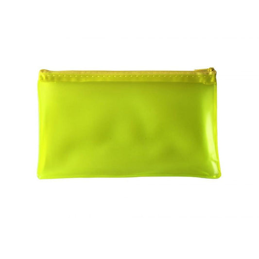 8x5" Frosted Yellow Pencil Case - See Through Exam Clear Translucent